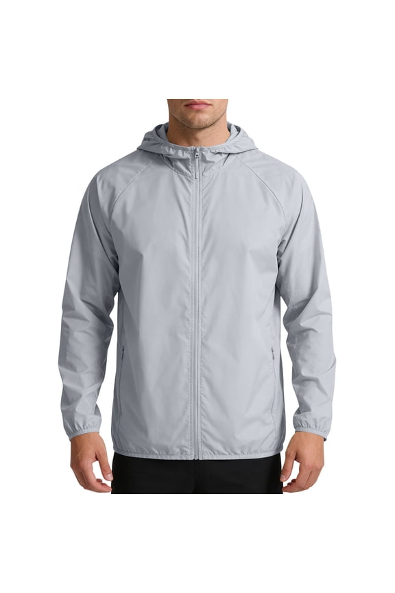 Sun Protection Jacket Men's Thin Breathable Summer Sun Protective UV Protection Plus Size Ice Silk Outdoor Sports Windbreaker Jacket Gray M Gifts for Father