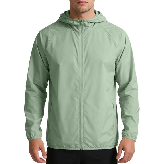 Ceisia Sun Protection Jacket Men's Thin Breathable Summer Sun Protective UV Protection Plus Size Ice Silk Outdoor Sports Windbreaker Jacket Green M Gifts for Father