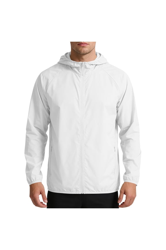 Sun Protection Jacket Men's Thin Breathable Summer Sun Protective UV Protection Plus Size Ice Silk Outdoor Sports Windbreaker Jacket White M Gifts for Father