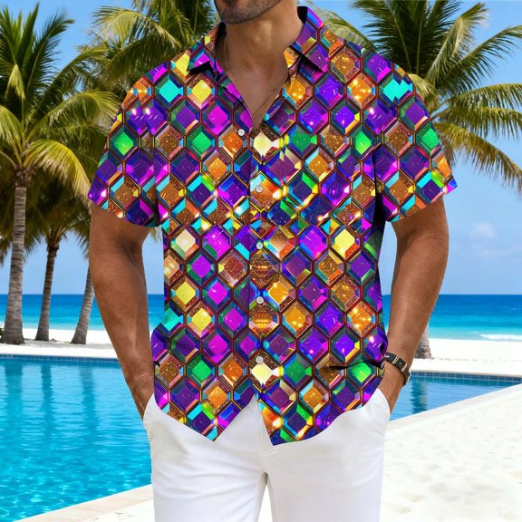 Ceisia Unisex Aloha Hawaiian Shirt Tropical Print Short Sleeve Button Down Casual Beach Vacation Gift Shirt