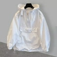 thumbnail image 1 of Ceisia Unisex Half Zip Hooded Windbreaker Oversized Big Pocket Drawstring Hem Loose Casual Pullover Jacket (White XXL) Gift, 1 of 6