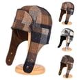 thumbnail image 1 of Ceisia Unisex Plaid Fleece Trapper Hat Ear Flaps Winter Warm Cold Weather Windproof Aviator Hat Coffee Free Size Gift, 1 of 9