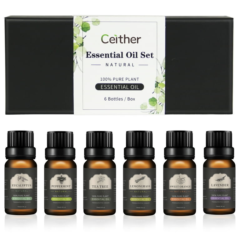 Ceither Top 6 Aromatherapy Essential Oils Set 10ml Natural Oils For Massage  Diffusers Humidifiers Clean Skin&hair care 