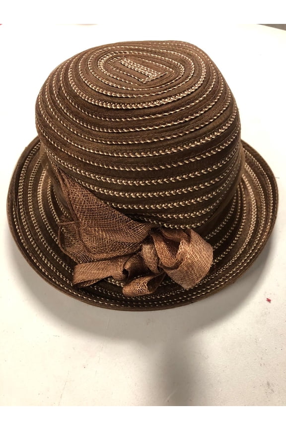 Accessories Cloche Hat with Bow Detail (One Size, Brown)