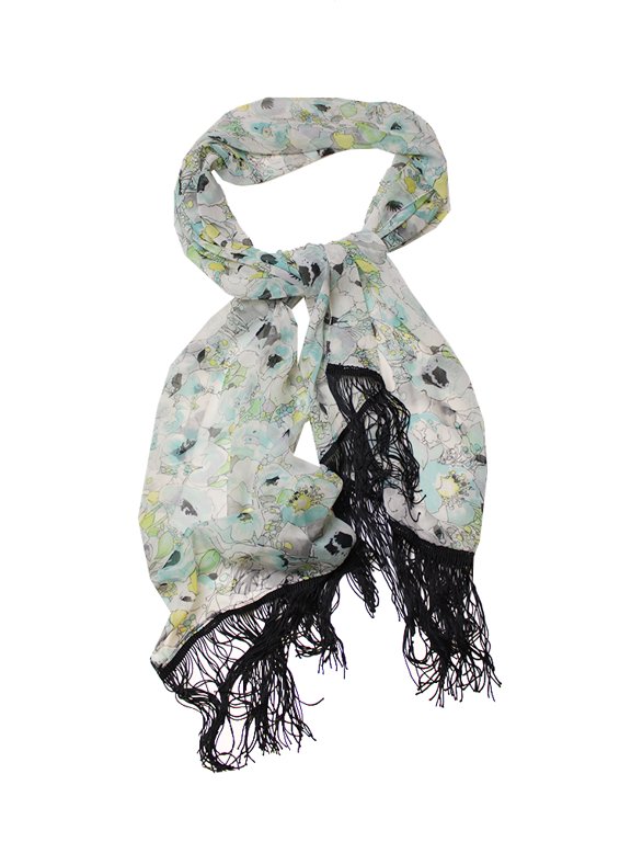 Aqua Multi Fringed Poppy Love Wrap OS