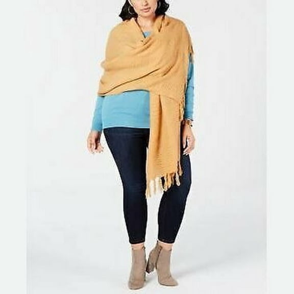 Cejon Oversized Fringe Scarf Wrap  Camel