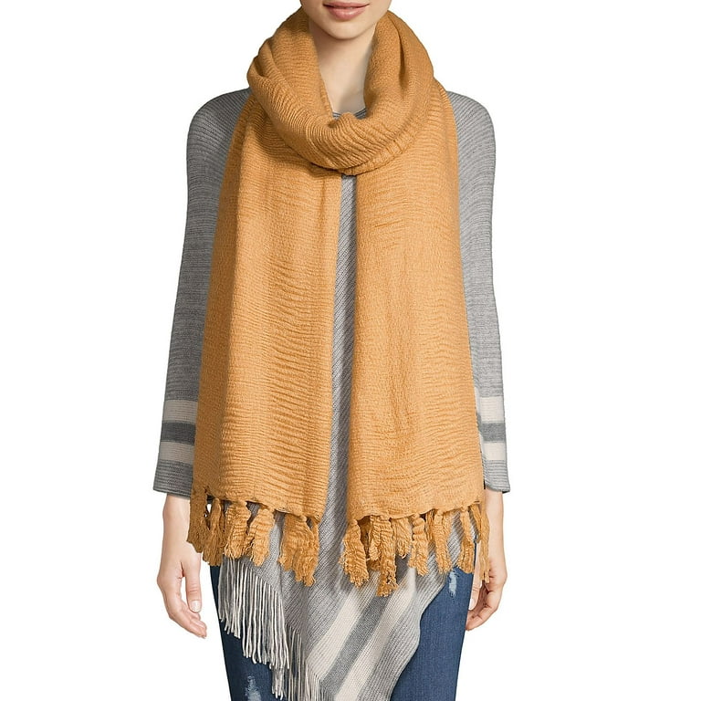 Cejon Solid Travel Fringed Scarf Camel