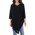 thumbnail image 1 of Cejon Women's Back to Basics Knit Fringe Ruana Poncho -Black One Size, 1 of 3