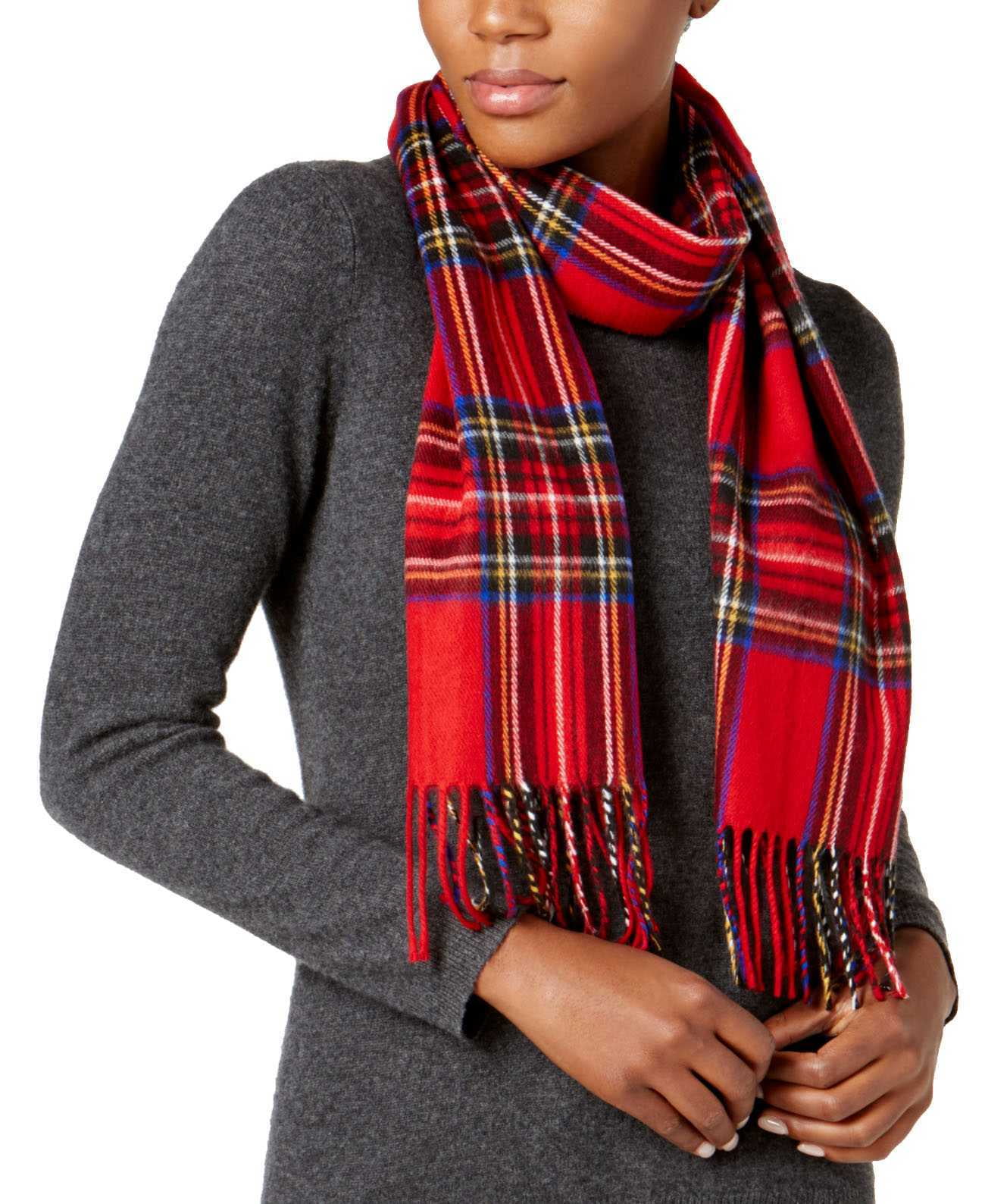Women's Classic Plaid Acrylic Muffler Scarf Red France Ubuy