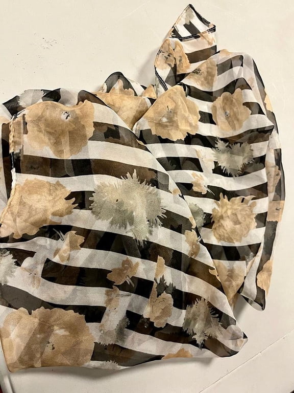 Womens Floral Wrap, Brown/White/Black