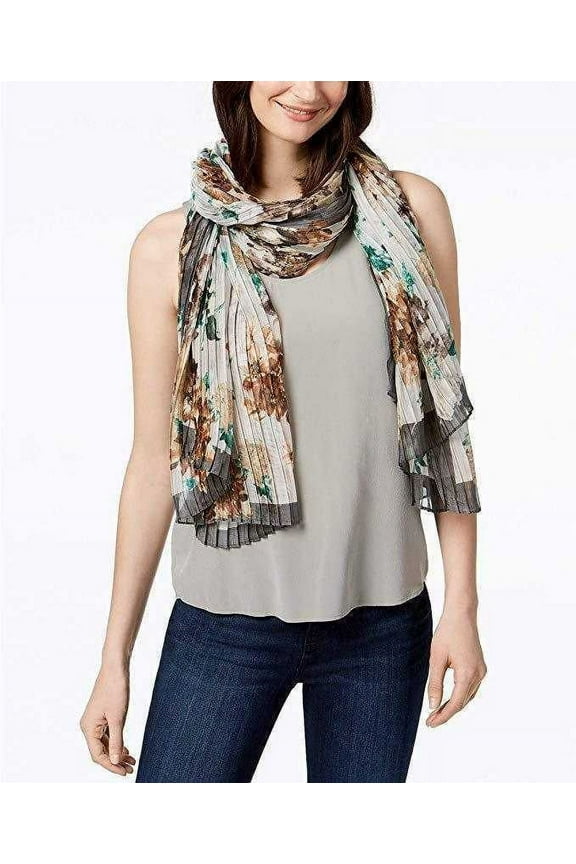 Womens Degas Bouquet Pleated Scarf (Neutral, One Size)