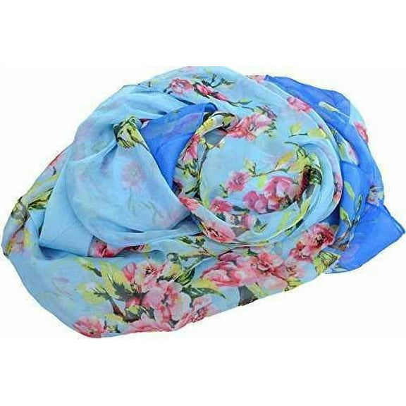 Cejon Womens Morning Dew Floral Scarf Blue