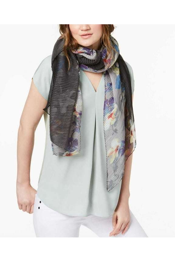 | Ombre Bloom Chiffon Orchid Bloom Scarf | Black