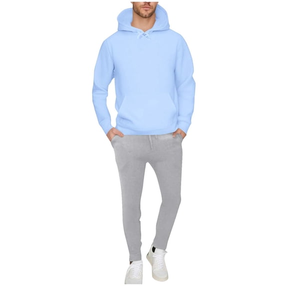 Cekizud 2 PC Sweatsuit Sets for Men Solid Pullover Hoodie and Jogger Pants Athletic Tracksuit with Pockets, S-3XL