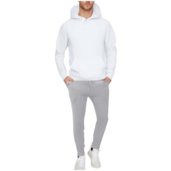 Cekizud 2 PC Sweatsuit Sets for Men Solid Pullover Hoodie and Jogger Pants Athletic Tracksuit with Pockets, S-3XL