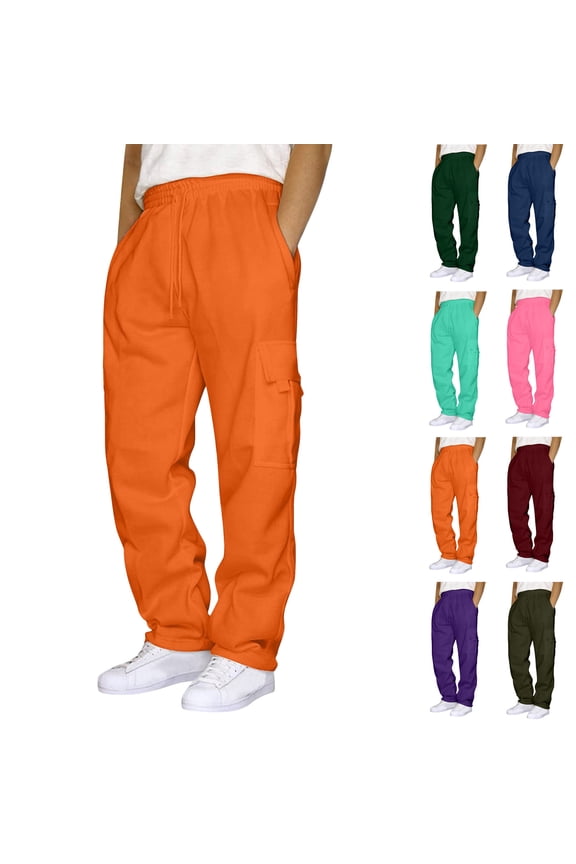 Baggy Cargo Sweatpants for Men Plus Size Drawstring Open Bottom Big and Tall Long Pants,Sizes S-5XL