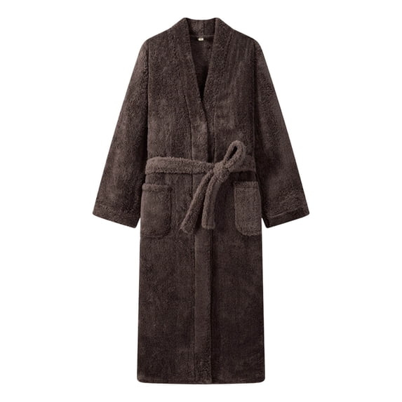 Cekizud Bathrobe for Women Thick Fleece Water Absorbent Wrap Belt Long Sleeve Robe