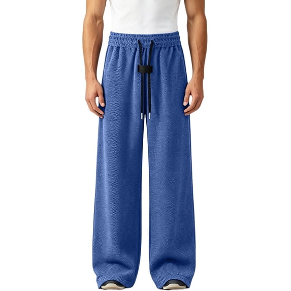 Cekizud Big and Tall Mens Sweatpants Elastic High Waist Textured Wide Leg Sweatpants Casual Straight Trousers, M-5XL