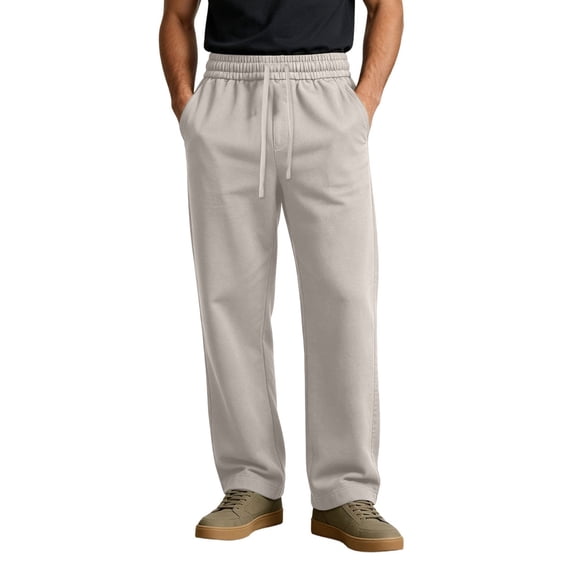 Cekizud Big and Tall Mens Sweatpants Heavyweight Cotton Straight Leg Elastic Waist Soft Casual Long Trousers, S-5XL