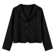 Cekizud Blazers for Women Lapel Long Sleeve Cropped Business Work Jacket,Sizes XXS-L