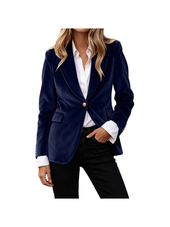 Blazers for Women Lapel Single Button Long Sleeve Open Front Casual Work Office Suit Jacket, S-3XL