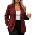 thumbnail image 1 of Cekizud Blazers for Women Stripe Button Long Sleeve Collared Casual Work Office Suit Jackets,Sizes S-2XL, 1 of 8