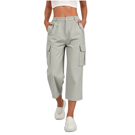 Cekizud Capri Pants for Women Lightweight Quick Dry Casual Outdoor Hiking Cargo Capris,Sizes S-2XL