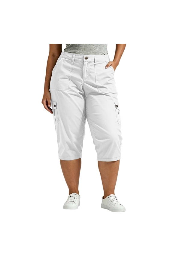 Capri Pants for Women Summer Plus Size Straight Fit Casual Cargo Cropped Pants,Sizes L-5XL