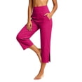 thumbnail image 1 of Cekizud Capris for Women with Pockets High Waisted Yoga Capris Straight Leg Casual Workout Cropped,Sizes S-3XL, 1 of 8