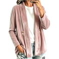 thumbnail image 1 of Cekizud Cardigans for Women Lightweight Velvet Long Sleeve Open Front Casual Outerwear Tops with Pockets, S-2XL, 1 of 5