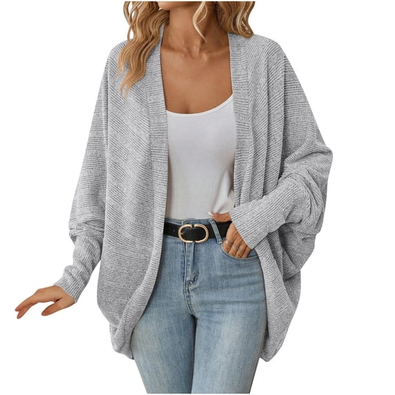 Cekizud Fall Cardigan for Women Long Sleeve Open Front Cardigan Casual Loose Fit Knit Outerwear with Pockets, S-2XL