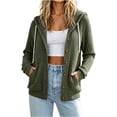 thumbnail image 1 of Cekizud Hoodies for Women Button Down Ribbed Knit Drawstring Hood Long Sleeve Cardigans with Pockets, Sizes S-2XL, 1 of 8