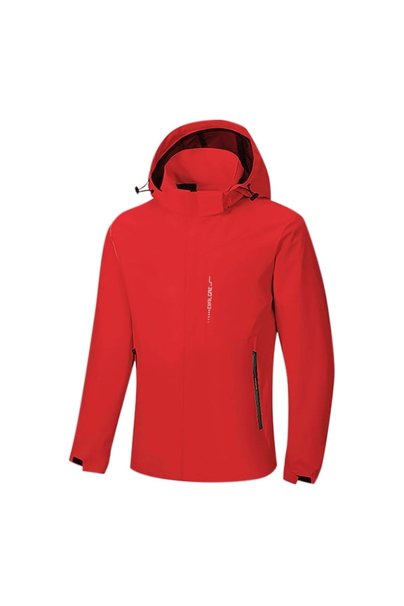 Jackets for Men Waterproof Zipper Pockets Detachable Hood Lining Outdoor Rain Jacket,Sizes M-5XL