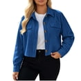 thumbnail image 1 of Cekizud Jackets for Women Corduroy Cropped Jacket Long Sleeve Button Down Casual,Sizes S-2XL, 1 of 9
