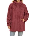 thumbnail image 1 of Cekizud Jackets for Women Double Layer Fleece Zip up Winter Warm Coat with Pockets Loose Fit, S-2XL, 1 of 9