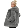thumbnail image 1 of Cekizud Jackets for Women Hooded Zip up Sherpa Fleece Jacket Loose Warm Winter Coat with Pockets,Sizes M-4XL, 1 of 9