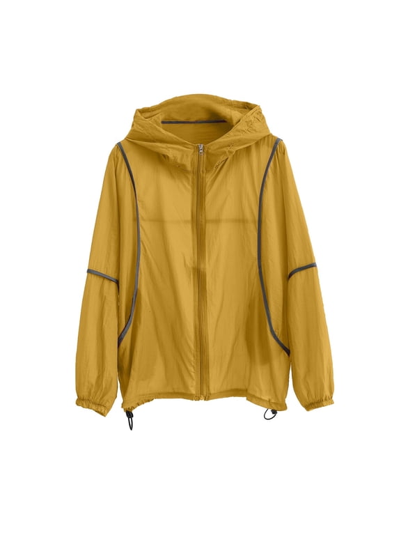 Jackets for Women Lightweight Hooded Sun Jacket UPF 50+ Full Zip Casual Outdoor Coat