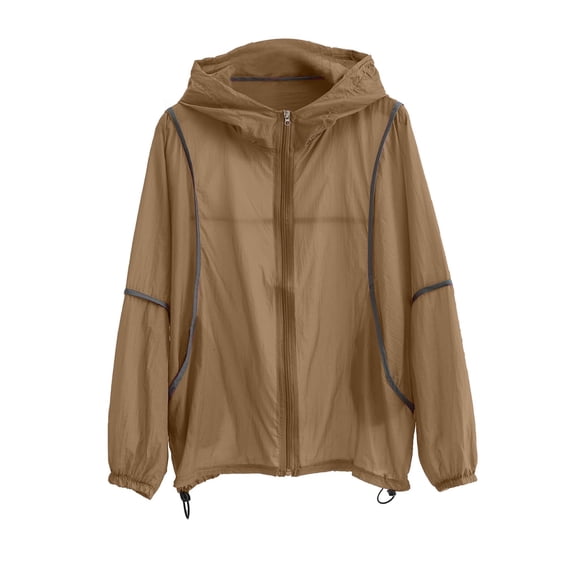 Cekizud Jackets for Women Lightweight Hooded Sun Jacket UPF 50+ Full Zip Casual Outdoor Coat
