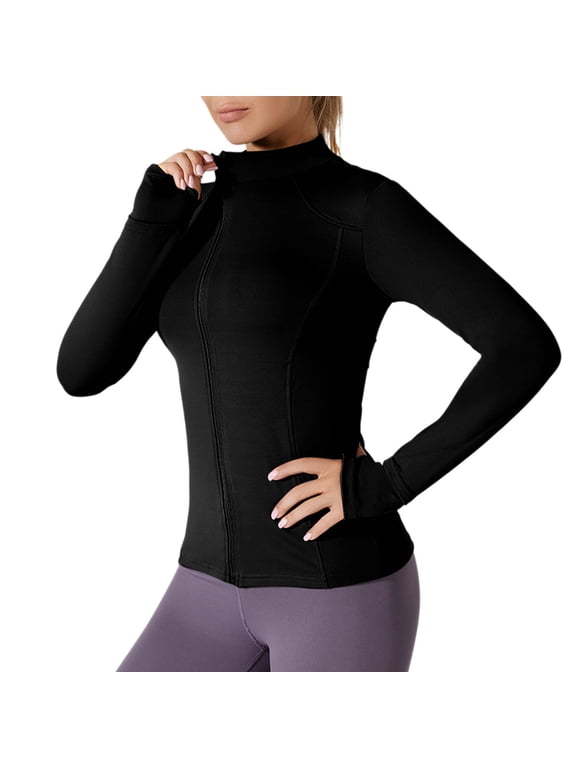 Jackets for Women Slim Fit Athletic Jacket Breathable Yoga Sports Sun Protection Coat,Sizes S-2XL