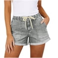 thumbnail image 1 of Cekizud Jean Shorts Women Pull On Drawstring Elastic Waist Summer Denim Walking Shorts,Sizes S-2XL, 1 of 7