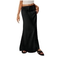 thumbnail image 1 of Cekizud Maxi Skirts for Women Drawstring Elastic Waist Linen Blend Bodycon Ankle Length Skirt,Sizes S-2XL, 1 of 5