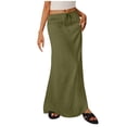 thumbnail image 1 of Cekizud Maxi Skirts for Women Drawstring Elastic Waist Linen Blend Bodycon Ankle Length Skirt,Sizes S-2XL, 1 of 5