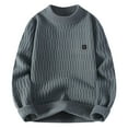 thumbnail image 1 of Cekizud Men's Sweaters Big and Tall Solid Fleece Crew Neck Long Sleeve Knit Sweater, M-4XL, 1 of 3