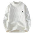 thumbnail image 1 of Cekizud Men's Sweaters Big and Tall Solid Fleece Crew Neck Long Sleeve Knit Sweater, M-4XL, 1 of 8