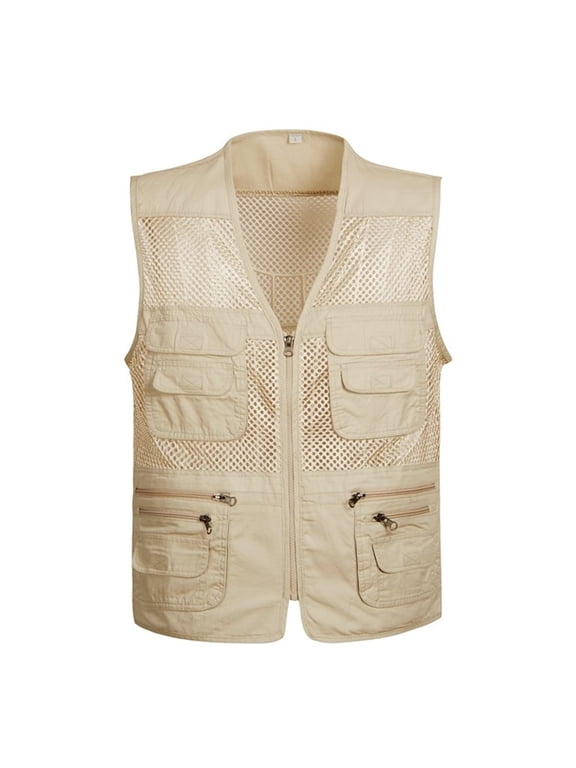 Men's Vests Mesh Quick Dry Multi Cargo Pocket Sleeveless Jackets Hiking Outdoor Utility Outerwear