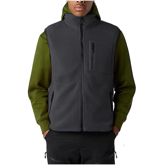 Cekizud Men's Vests Stand Collar Zip Pocket Sleeveless Jackets Commuter Daily Casual Warm Tops