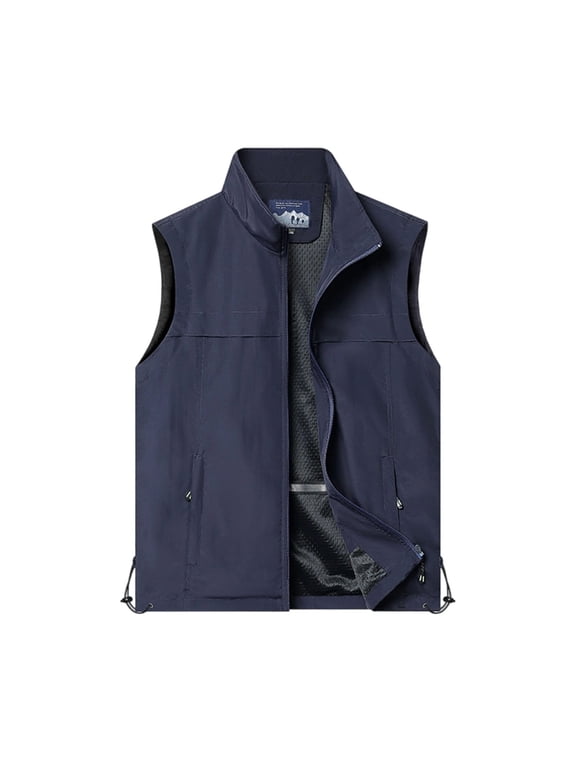 Men's Vests Stand Collar Zip up Sleeveless Jackets Solid Casual Commuter Outerwear