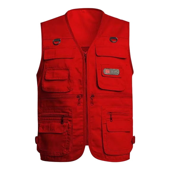 Cekizud Men's Vests Work Jacket Standing Collar Multiple Pockets Outdoor Photography and Sports Coat
