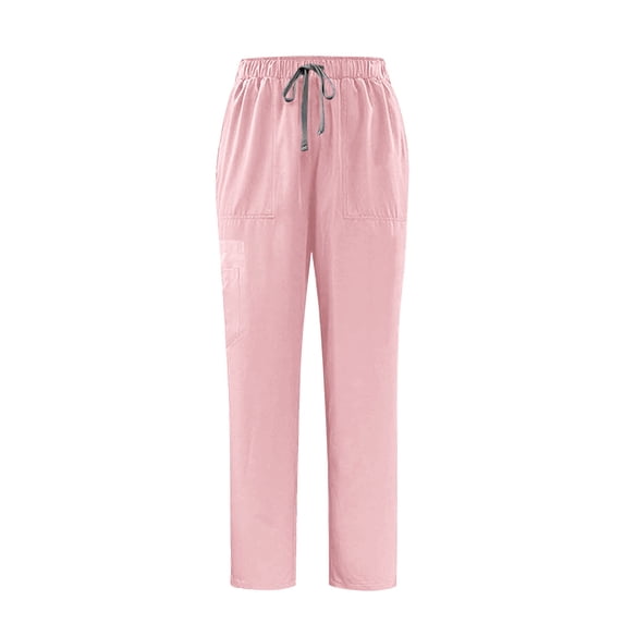Cekizud Mens Scrub Pants Drawstring Elastic Waist Multi Pocket Straight Leg Work Pants,Sizes XS-2XL