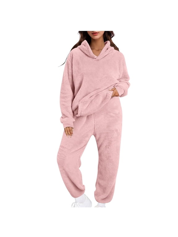 Plus Size Womens Lounge Sets Long Sleeve Hoodie Set Casual Sweatsuits Two Piece Outfits, S-5XL